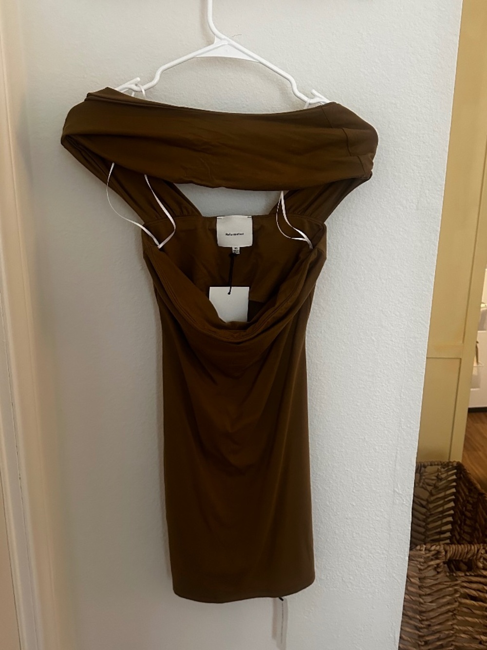 NWT Reformation Carmina Knit Mini Dress in Bronze